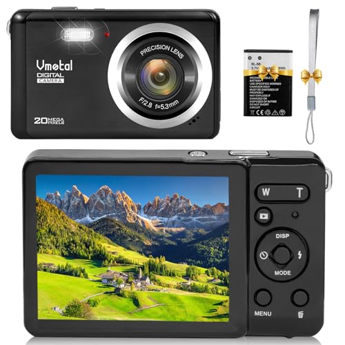 Vmotal 3 inches TFT LCD Rechargeable HD Mini Video Camera Digital with 8X Digital Zoom / 12 MP Compact Camera forStudents Kids/Beginners/Elderly (Black)